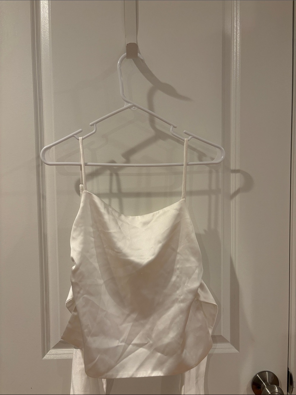 Zara  Satin-Look Spaghetti Strap Open Back Bow Cami
